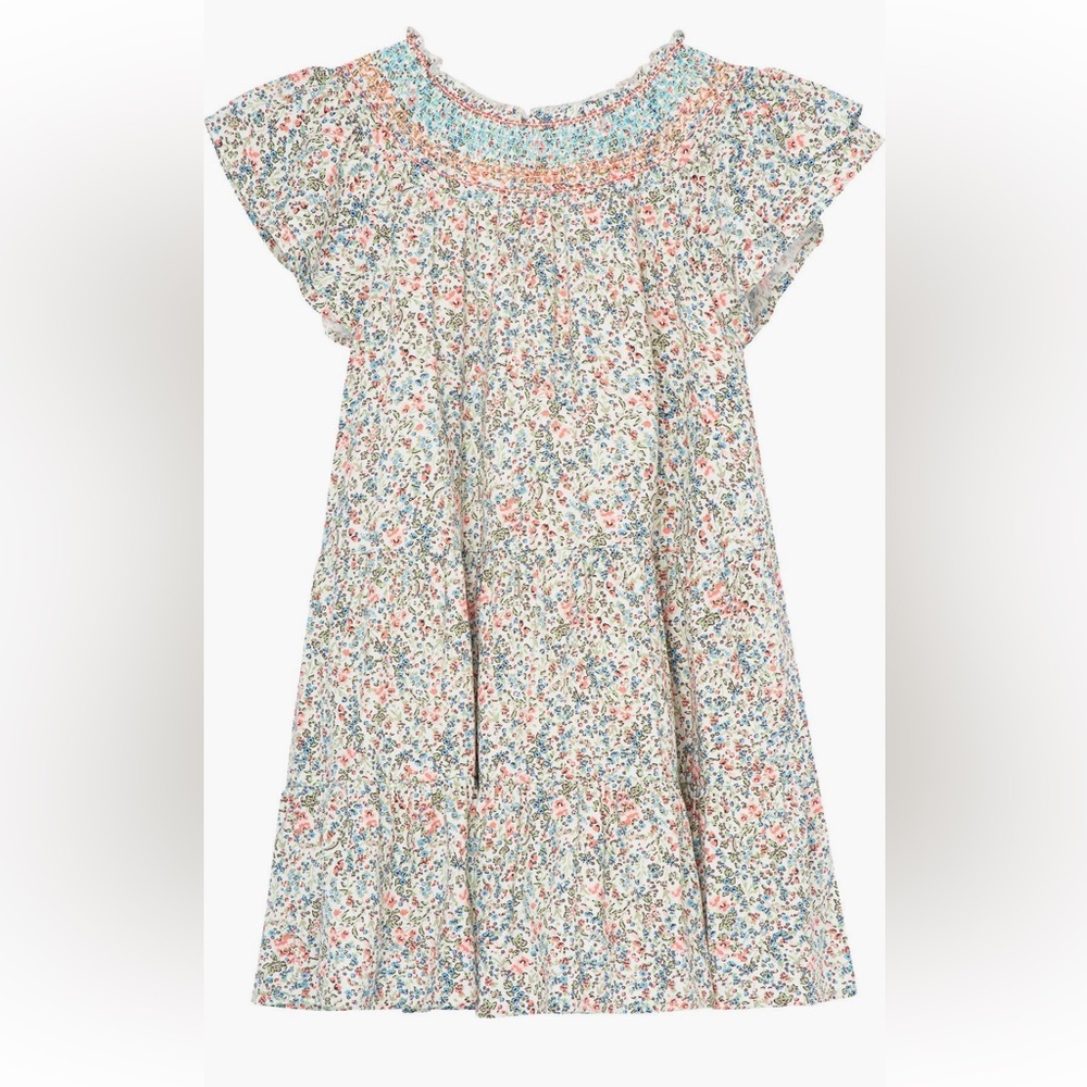 Kids Ditsy Floral Print Smocked Tiered Dress